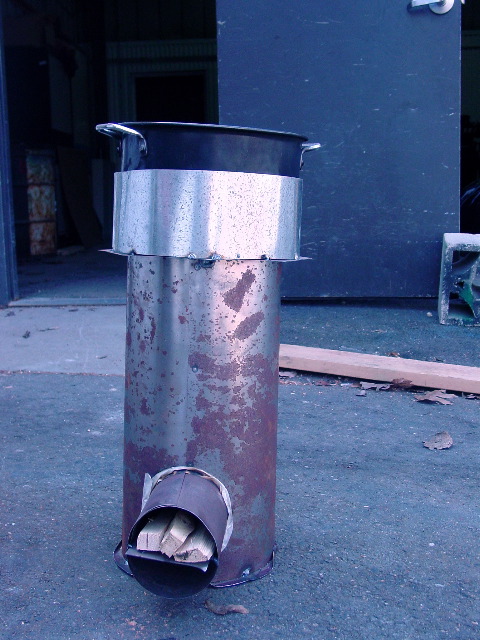 wood burning cook stove with rocket elbow
