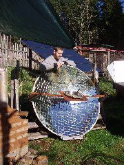 parabolic solar concentrator at Aprovecho